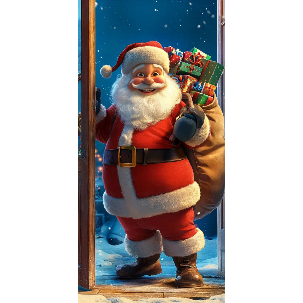 Christmas Snowman & Santa Door Cover Banner | Holiday Decor