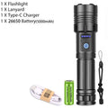 Powerful LED Flashlight XHP120 Rechargeable Portable Tactical Torch Super Bright Camping Outdoor Search and Adventure Flash Lamp Oasis Select X73 XHP120 26650