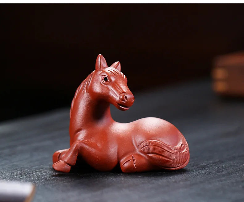 Purple Clay Sculpture Tea Tray Ornament Tea Pet Horse Lying Horse Tea Play Oasis Select Section 2