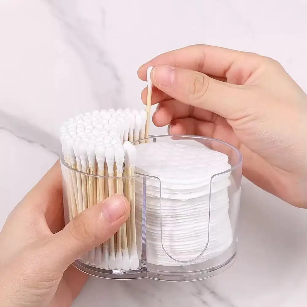 Q-Tip Holder Dispenser, 2-Section Bathroom Canister - Q-Tips, Cotton Pad & Ball Holder, Dustproof Cotton Rounds Holder Oasis Select
