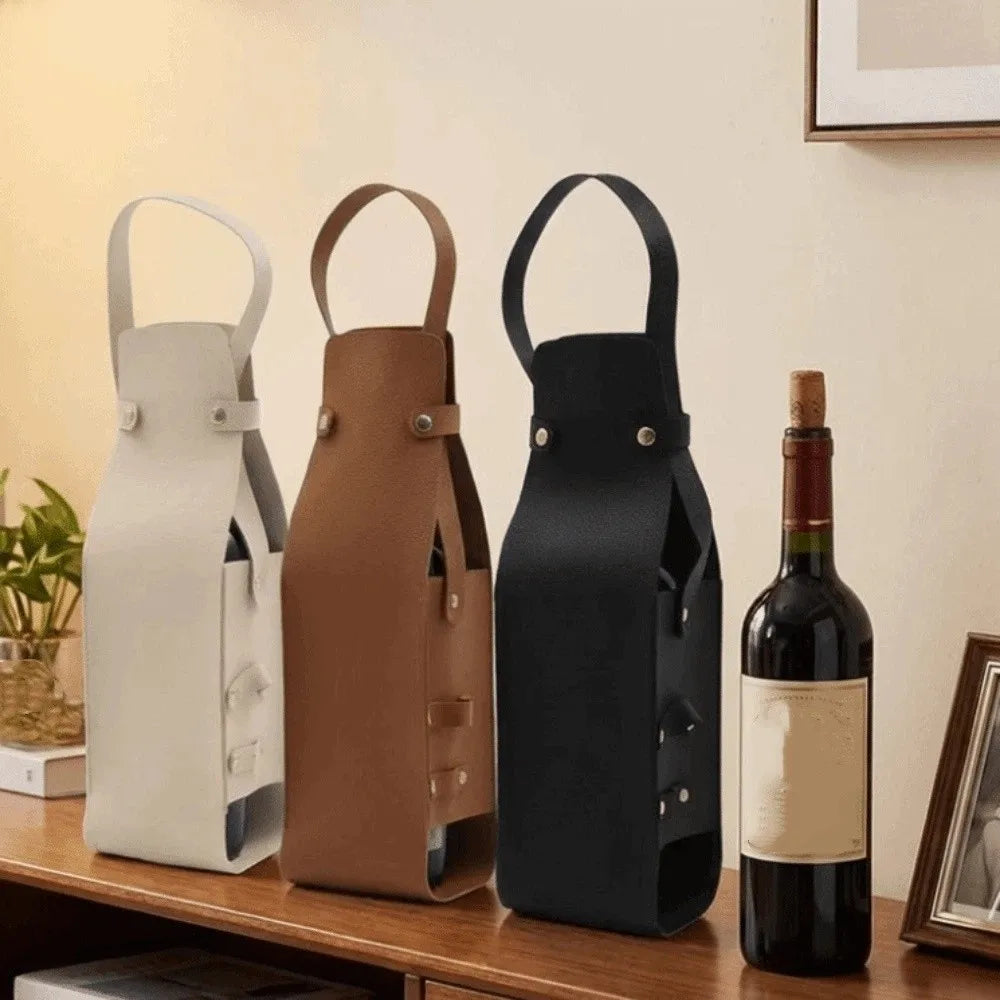 Waterproof PU Wine Tote Bag – Reusable Bottle Carrier Gift