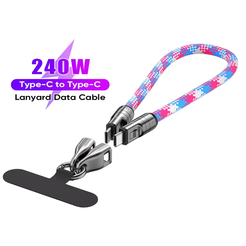 2-in-1 USB-C Lanyard & 240W Fast Charging Cable | PD Zinc Alloy