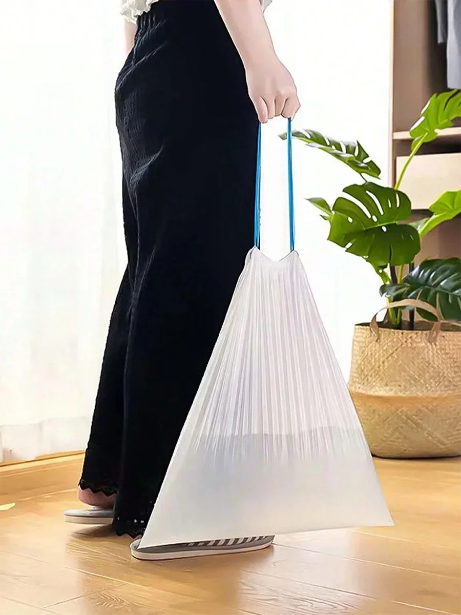 15pcs/roll Thick Trash Bags, Tear-Off Drawstring Trash Can Liners,For Home, Kitchen, Restaurant, Living Room, Garbage Sorting Oasis Select
