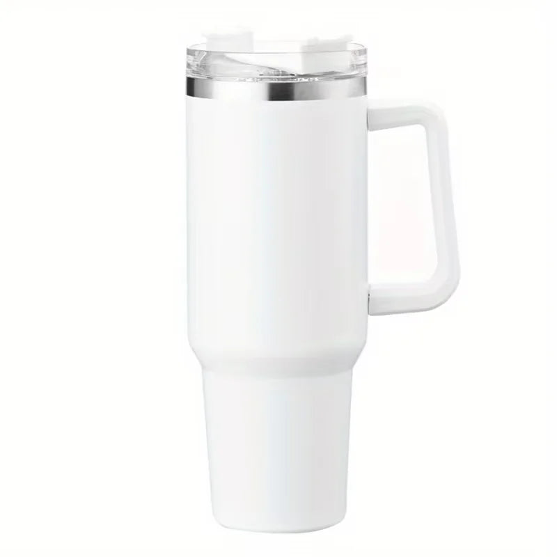 40oz Tumbler Vacuum Insulated Thermos Custom Travel Cup Stainless Steel Water Bottle Coffee Mugs With Handle Outdoor Drinkware Oasis Select WHITE 1-1.5L