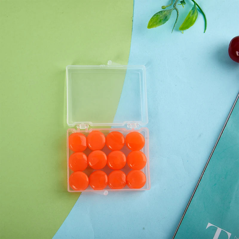 12PCS Silicone Ear Plug Reusable Silicone Wax Earplugs Swimming Moldable Earplugs Noise Reduction Cancelling Sleeping Protection Oasis Select Orange