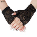 Women Sunscreen Dance Driving Gloves Lace Gloves Short Gloves Fingerless Mittens Oasis Select black