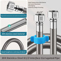 New 20-200cm G1/2" Stainless Steel Flexible Anti Winding Explosion-proof Water Tube Bathroom Faucet Hose Extension Pipe Oasis Select Grey 60cm