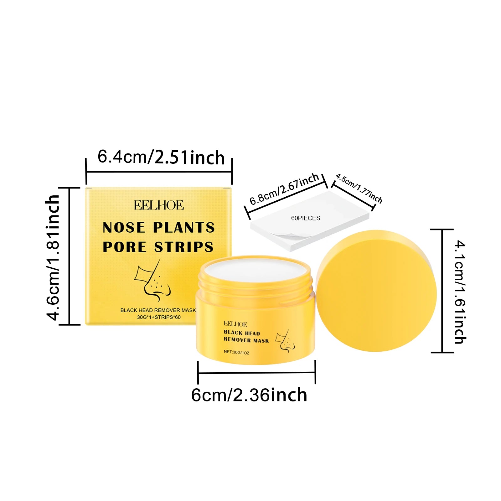 Eelhoe Blackhead Nose Strips – T-Zone Pore Cleansing & Moisturizing Pore Cleansing Strips Oasis Select 1set boxed