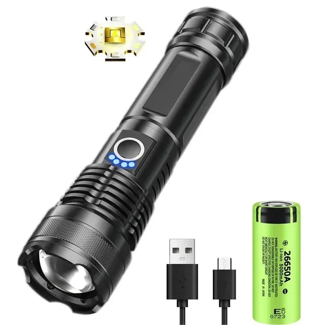 Most Powerful LED Flashlight Rechargeable Torch Lighting 1500M Tactical Lantern Ultra Bright Flashlight With Usb Rechargable Oasis Select 30W White laser