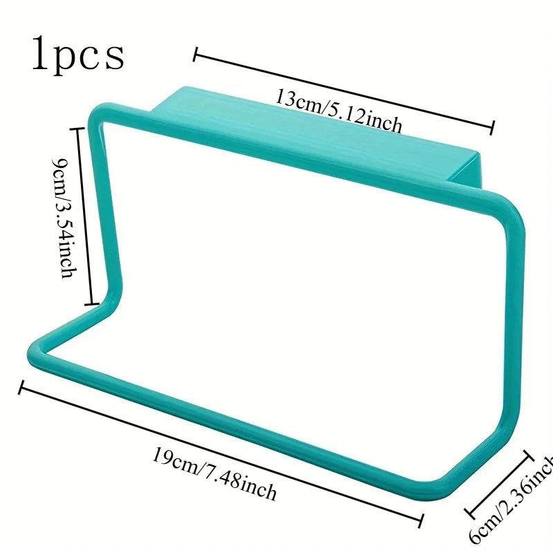 1PCS Cabinet Door Single Pole Towel Rack Plastic Non Marking Cloth Hanger Miscellaneous Items No Need To Drill Holes Oasis Select blue
