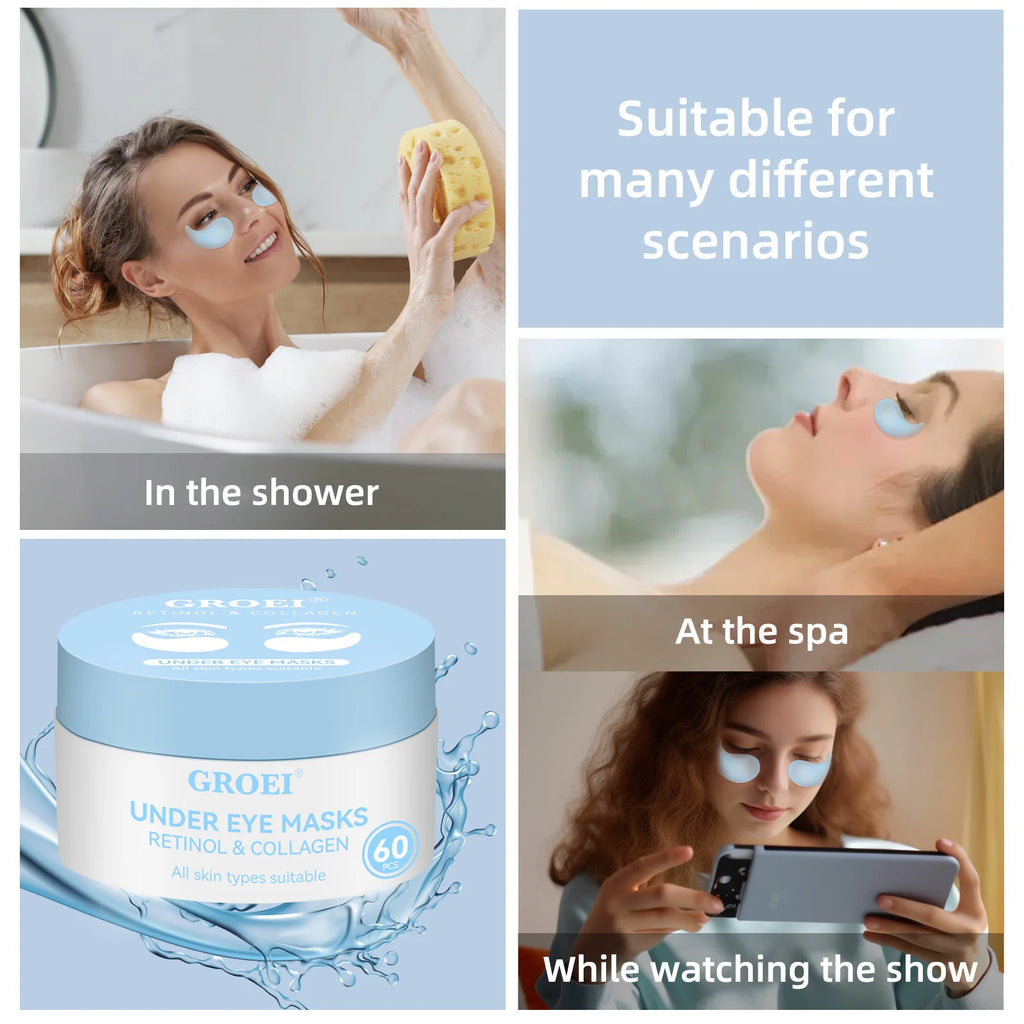 Retinol & Collagen Under Eye Masks - 60 Pcs Hydrating Eye Patches with Hyaluronic Acid & Vitamin E for All Skin Types 2025 new Oasis Select