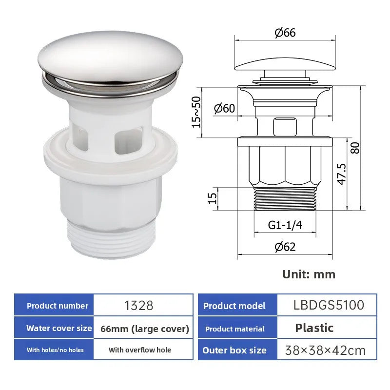 Pop Up Drain Stopper with Overflow, Lavatory Basin Drain without Overflow Black, Chrome or Oil Rubbed Bronze or Antique Oasis Select 1328-