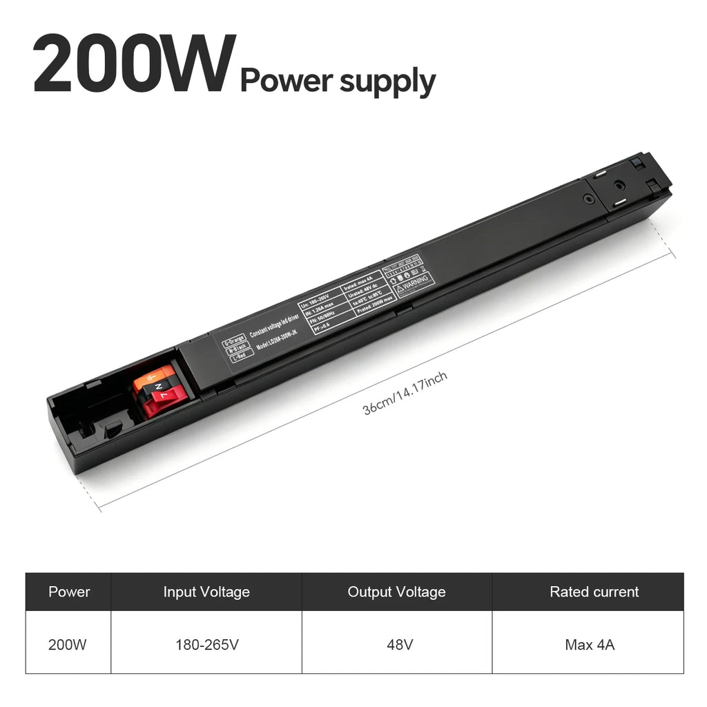 LED Magnetic Track Light Rail Spotlight Lamp Dimmable Ultra Thin Indoor Surface Mounted Lighting Wall Celing Light Rail-8mm Oasis Select 200W Power Supply