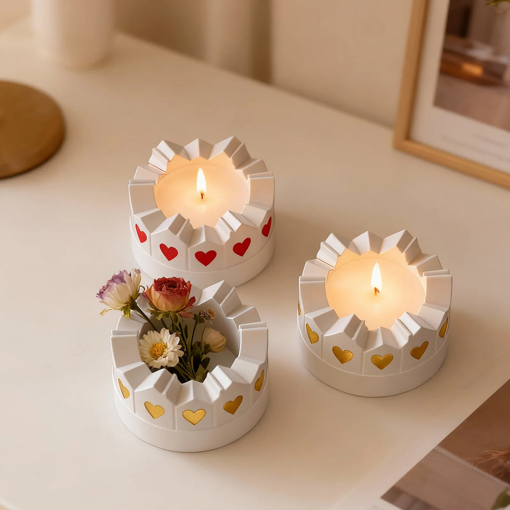 DIY Home Decor Round Candle Holder Silicone Mold Love Ring House Flowerpot Making Plaster Resin Molds Storage Container Casting Oasis Select