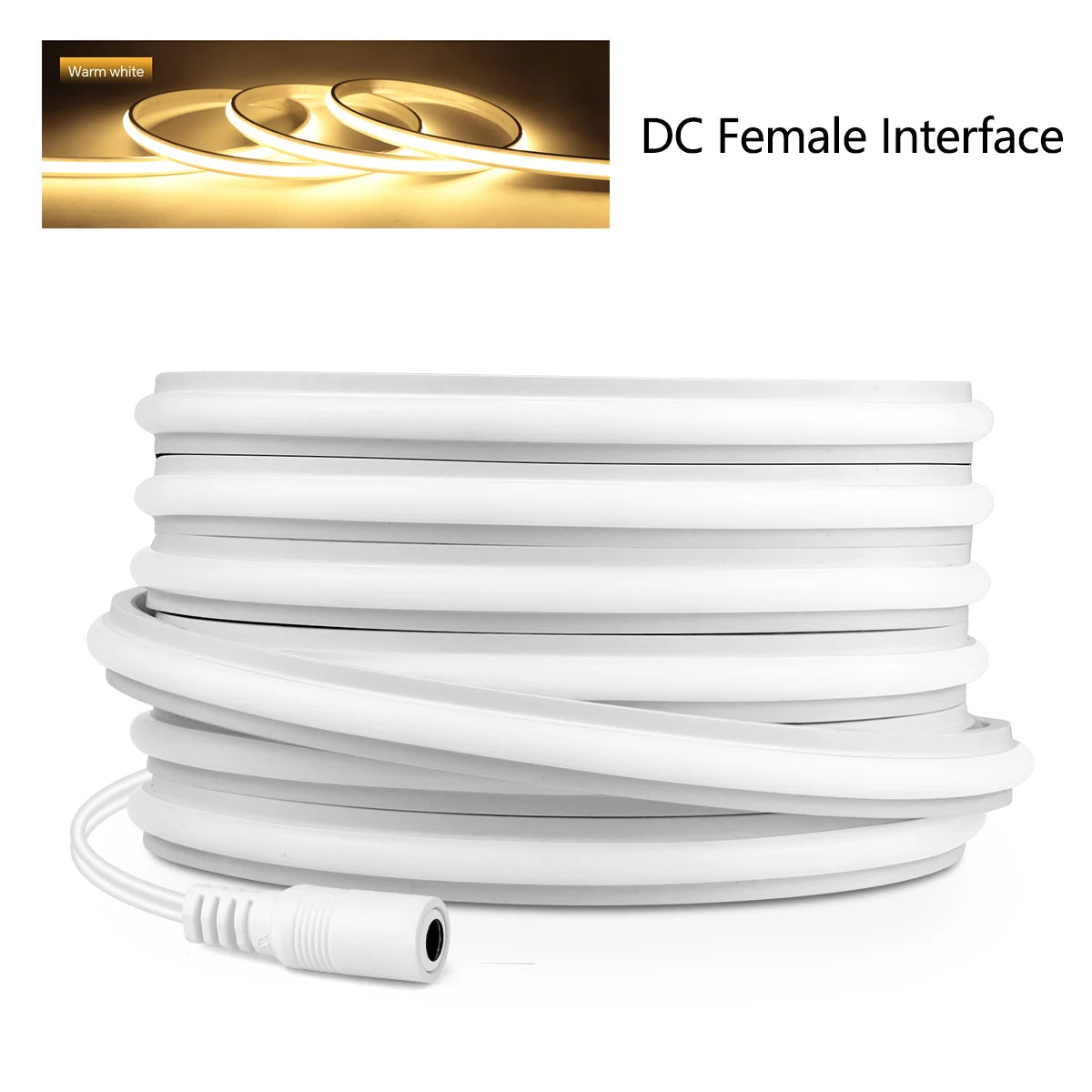 Silicone COB Neon Strip Light 24V 1M-10M Ambient Light Cuttable DIY Super Brightness No Dark Zone,Transparent Nano Adhesive Tape Oasis Select Warm White 2m