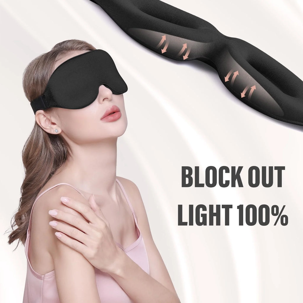 1pc Unisex 3D Sleep Mask, Light Blocking Eye Shade for Side & Supine Sleepers,Soft Breathable Polyester Eyepatch with Adjustable Oasis Select