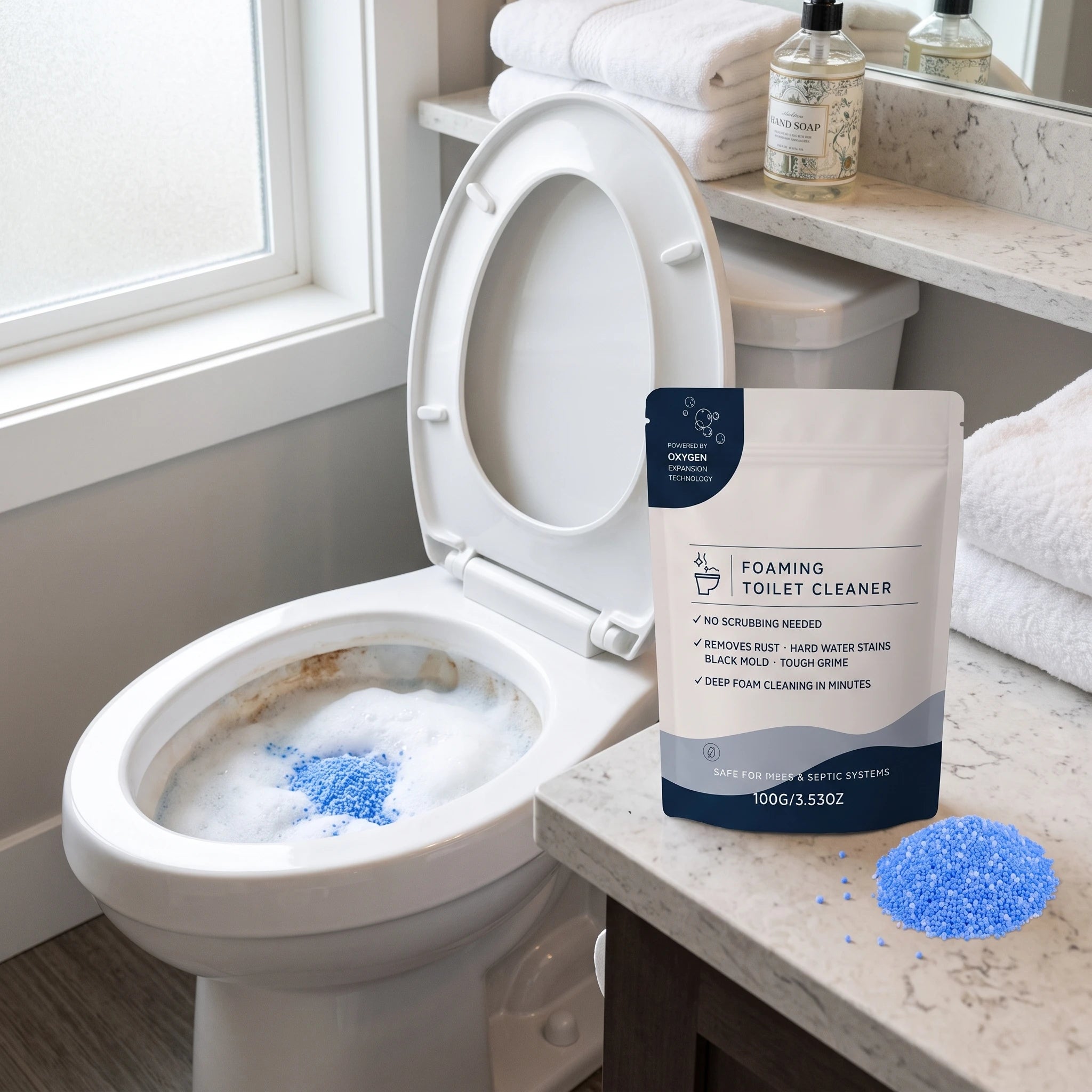 Toilet Cleaner Powder Dissolves Stubborn Stains and Grime Deodorizes Removes Odor Clean the Yellow Stains Toilet Descaler Oasis Select