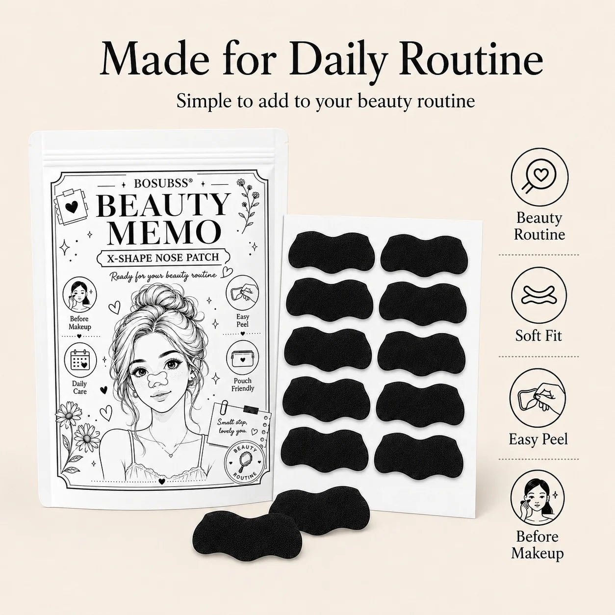20/30Pcs Charcoal Nose Care Strips, Soft Fit Skin Routine Patch Set, Easy Home Use, Fresh Look, Travel Friendly Oasis Select
