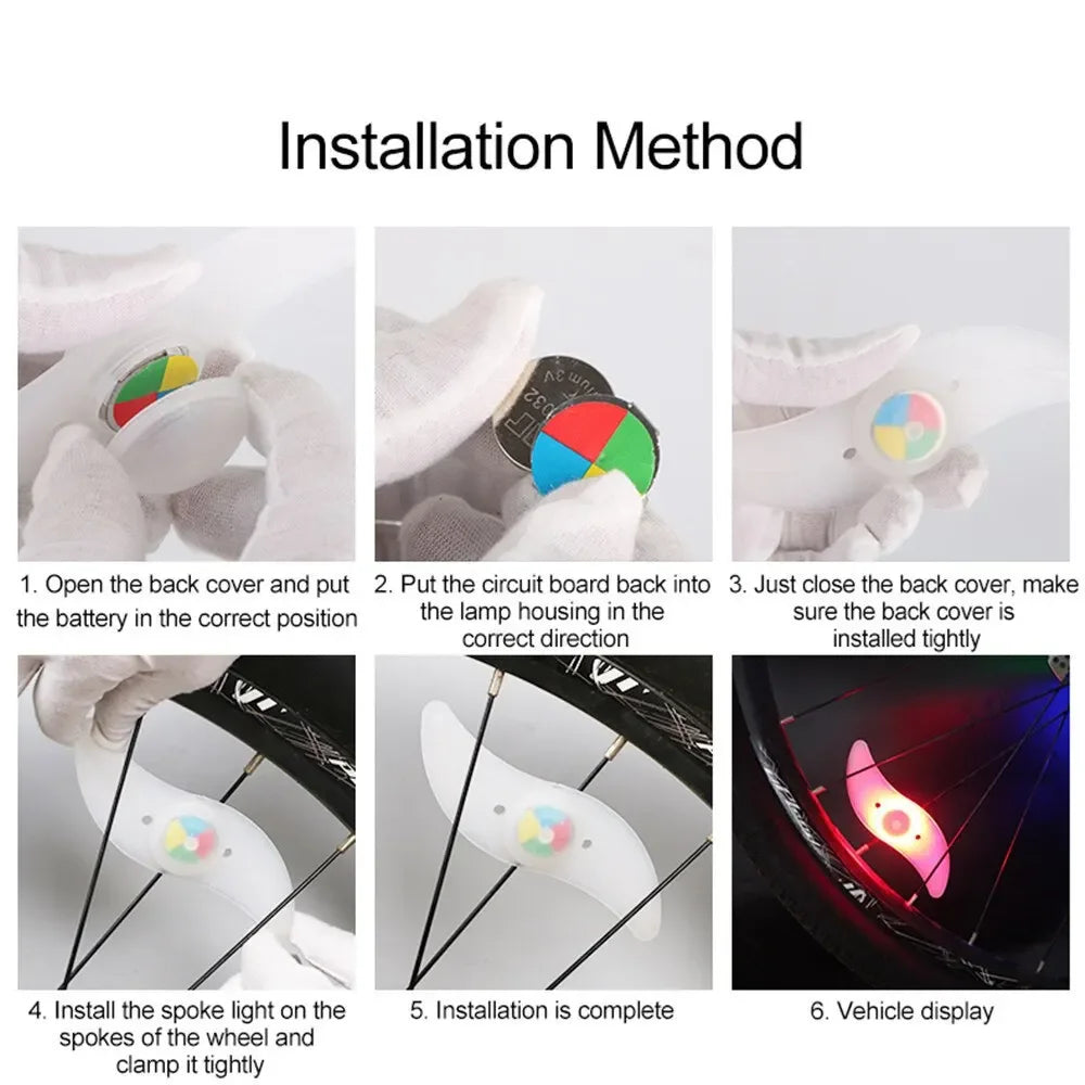 Colorful Bike Wheel Spoke Light Waterproof MTB Balance Bicycle Light LED Tyre Tire Flash Lights Warning Cycling Lamp Oasis Select