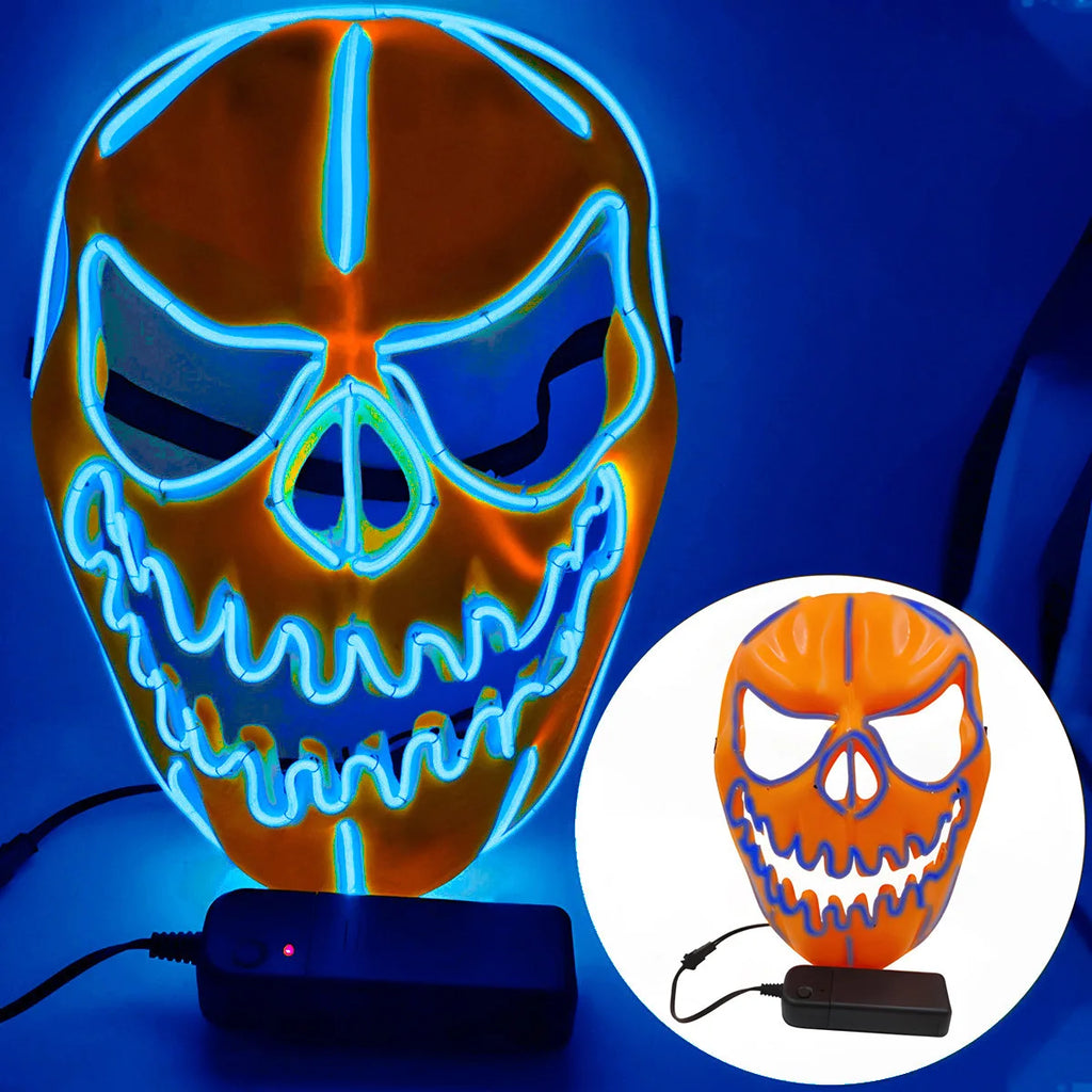 1PC Creative Halloween Party Costumes Accessories Devil LED Horror Masks Pumpkin Head Mask Scary Cosplay Props for Adult Oasis Select