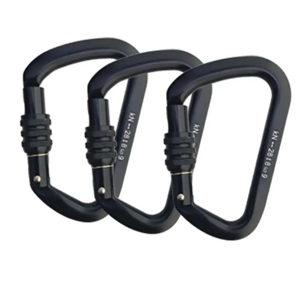 28kN Big D Screw Gate Carabiner Rock Climbing Mountain Landing Hook High Altitude Clip Aluminum Alloy Safety Buckle Equipment Oasis Select Black 3
