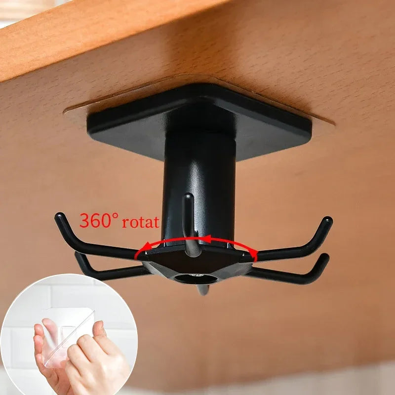 Kitchen Hooks Rotating Storage Rack Without Punching Wall-Mounted Kitchenware Supplies Gods Multifunctional Shelves Oasis Select