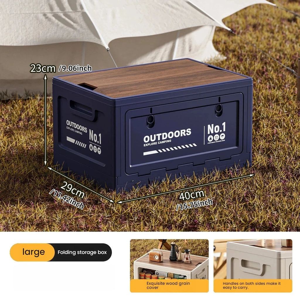 Rechargeable storage box, vehicle storage box, car trunk organizer box, large-capacity outdoor folding storage box Oasis Select Blue-Wooden