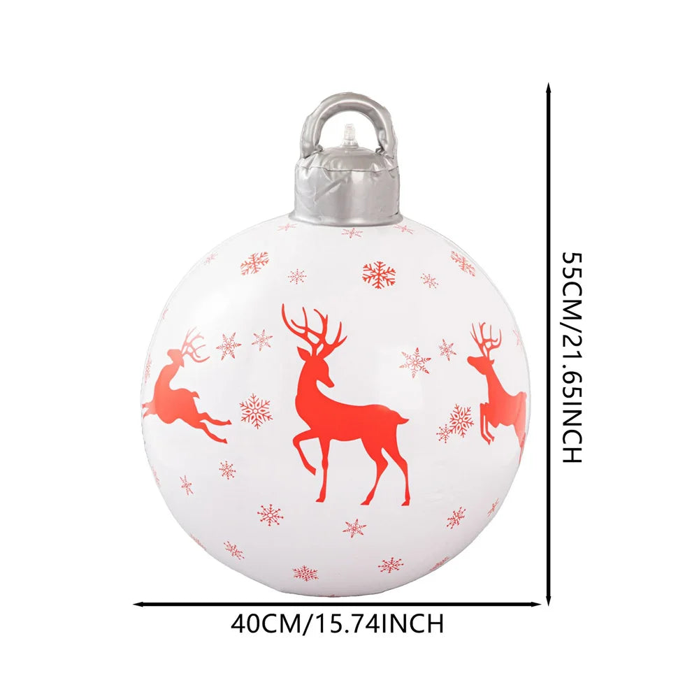 55CM Christmas Inflatable Ball PVC Giant Xmas Ball Christmas Tree Decorations Large Balls Toy New Year Party Courtyard Ornaments Oasis Select White deer
