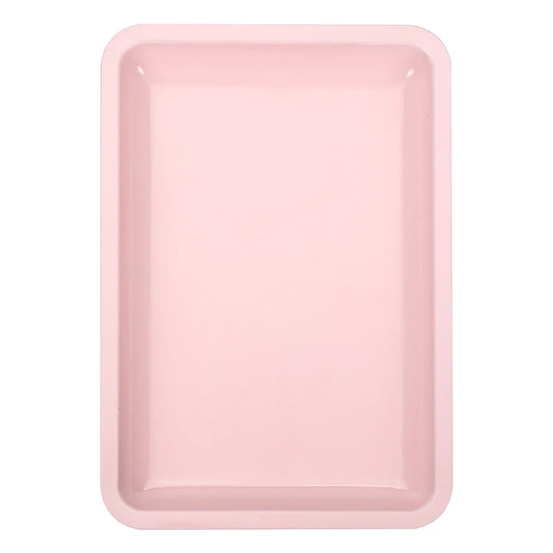 Stainless Steel Cosmetic Storage Tray Jewelry Tray Plate Doctor Surgical Tray Desktop Storage Tool Metal Fack Nail Art Tray Oasis Select Pink