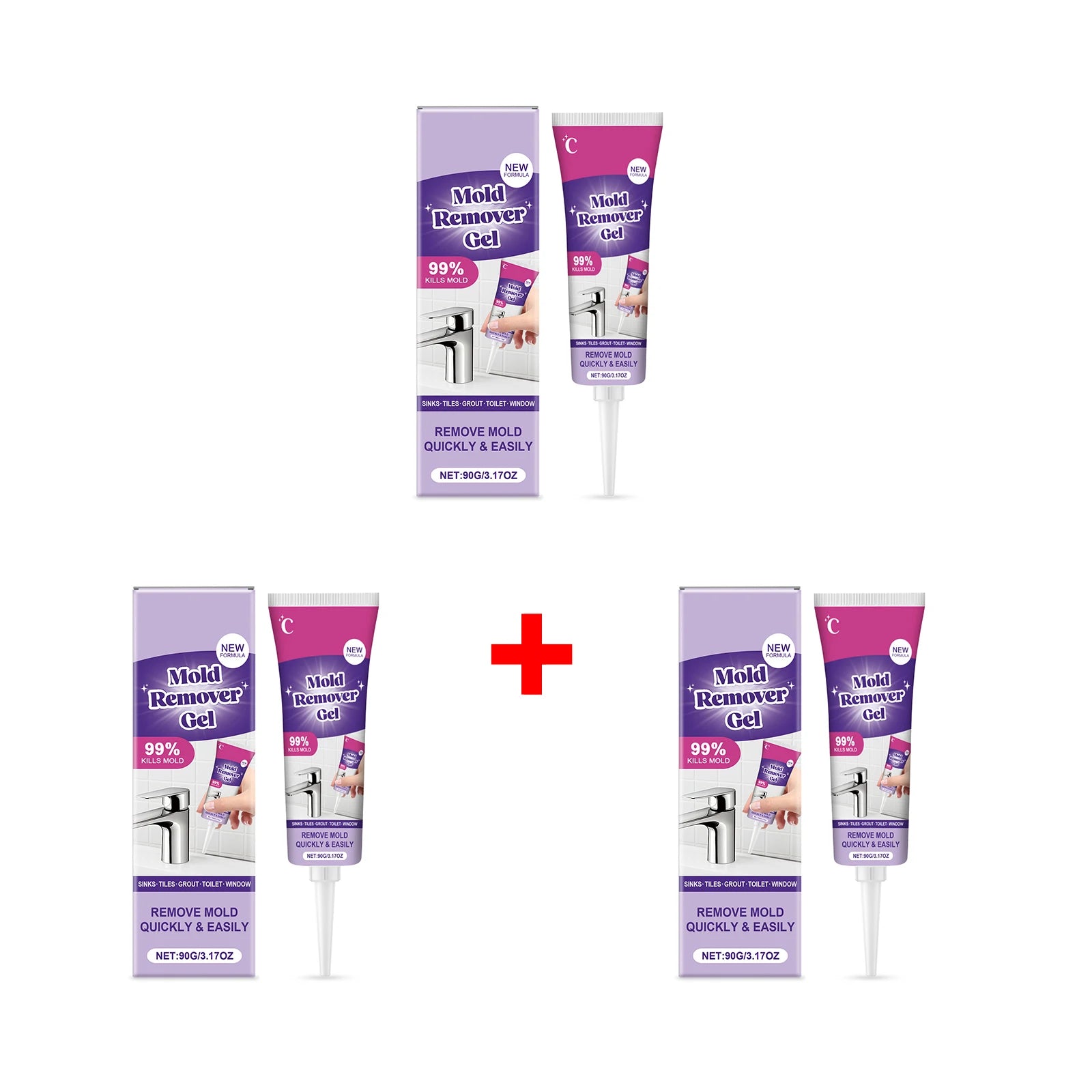 Household Mold Remover Gel Multi-purpose Removes Mildew & Stubborn Stains Eliminates Damp Odor Gel for Washing Machine Toilet Oasis Select 3pcs
