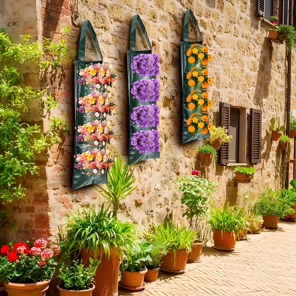 3pcs Hanging Plant Bags with 8 Holes for Strawberries, Multi-Pocket Perforated Grow Bags for Home Fruit Cultivation & Garden Use Oasis Select