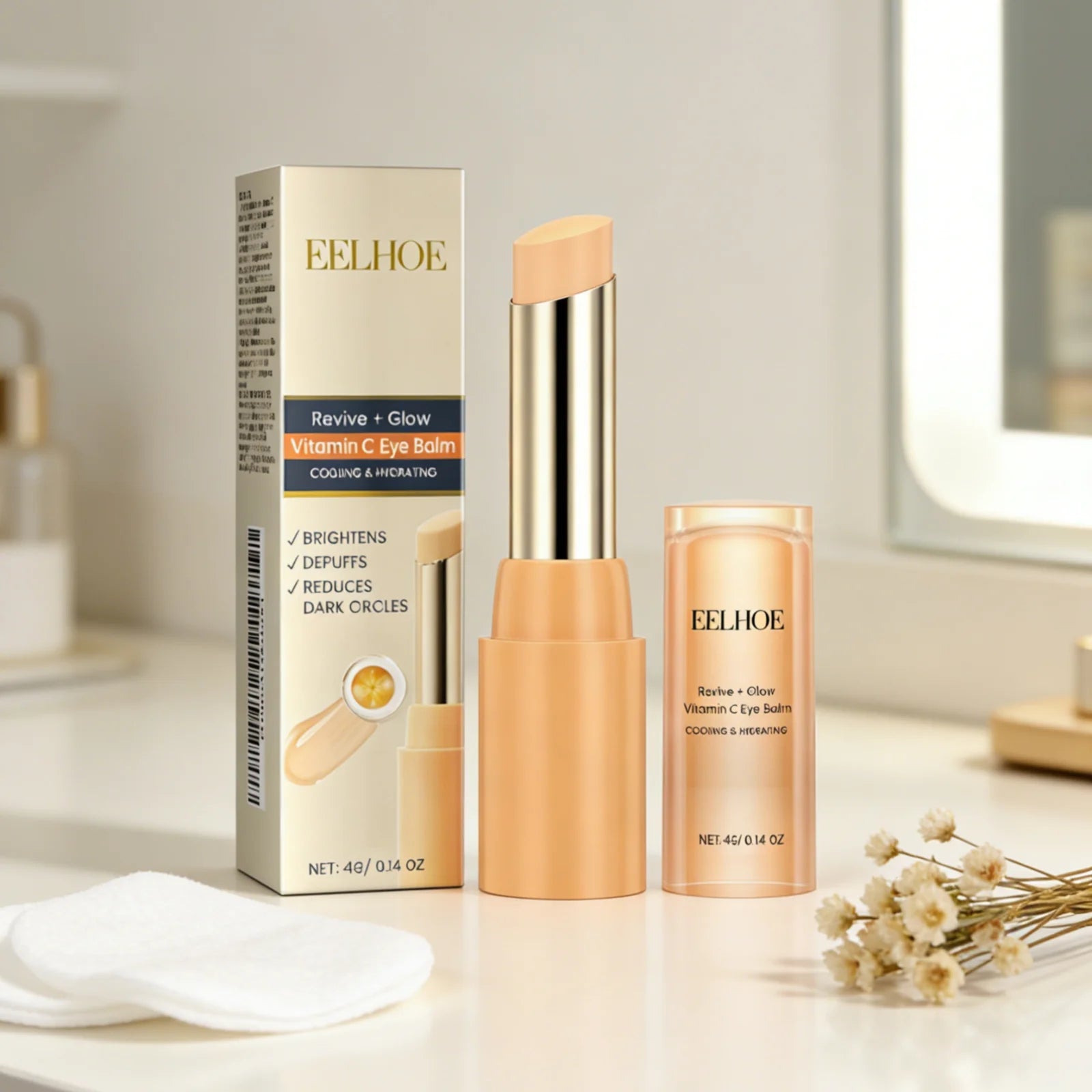 EELHOE Vitamin C Eye Balm Long Lasting Moisturizing Lifting Skin Rejuvenation Deep Nourishment Anti Puffiness Eye Serum Stick Oasis Select