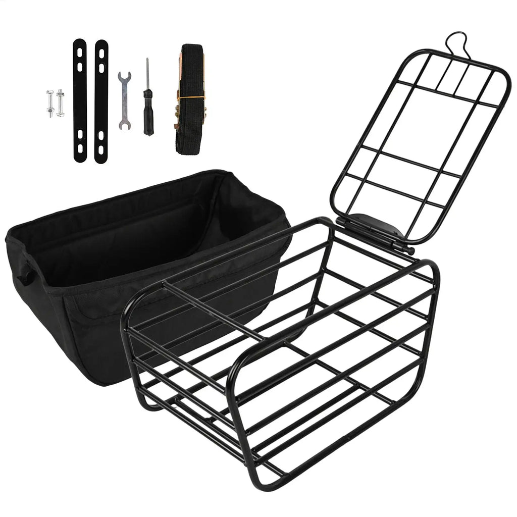 Bike Pet Carrier Cargo Basket Bike Basket Carbon Steel Heavy Duty Enclosed for All-Weather Road Cycling City Riding Commuting Oasis Select