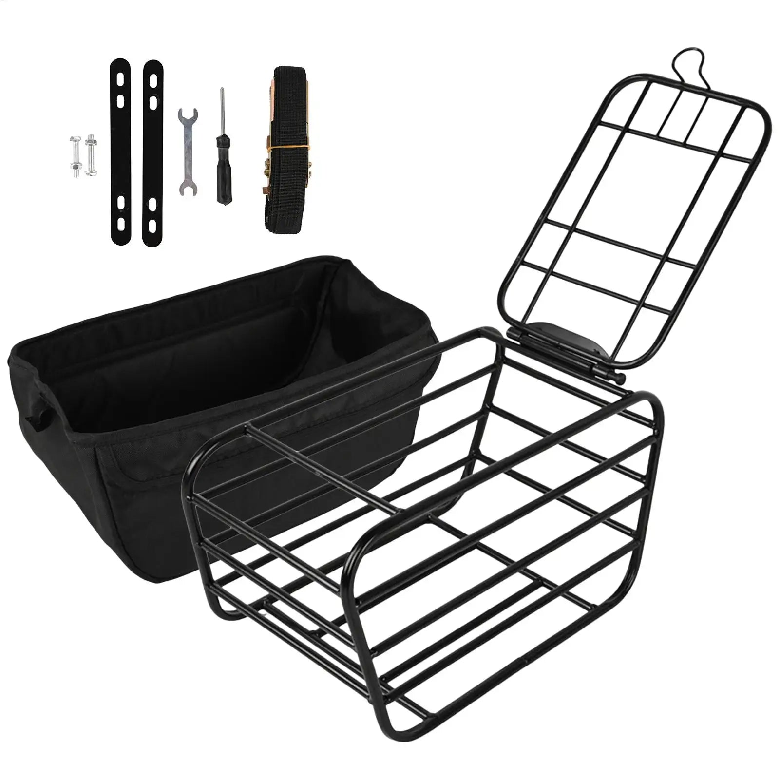 Bike Pet Carrier Cargo Basket Bike Basket Carbon Steel Heavy Duty Enclosed for All-Weather Road Cycling City Riding Commuting Oasis Select