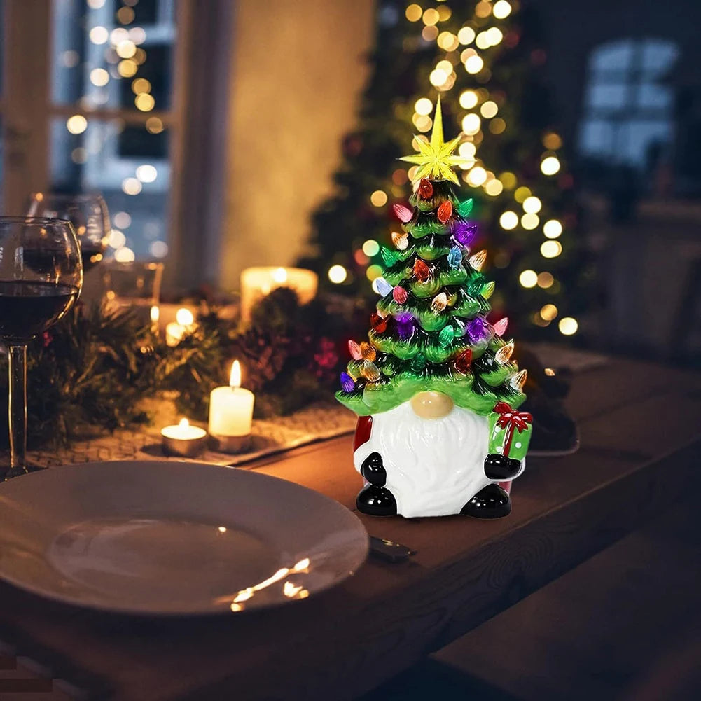 LED Lighted Gnome Christmas Ornament | Resin Tabletop Decor