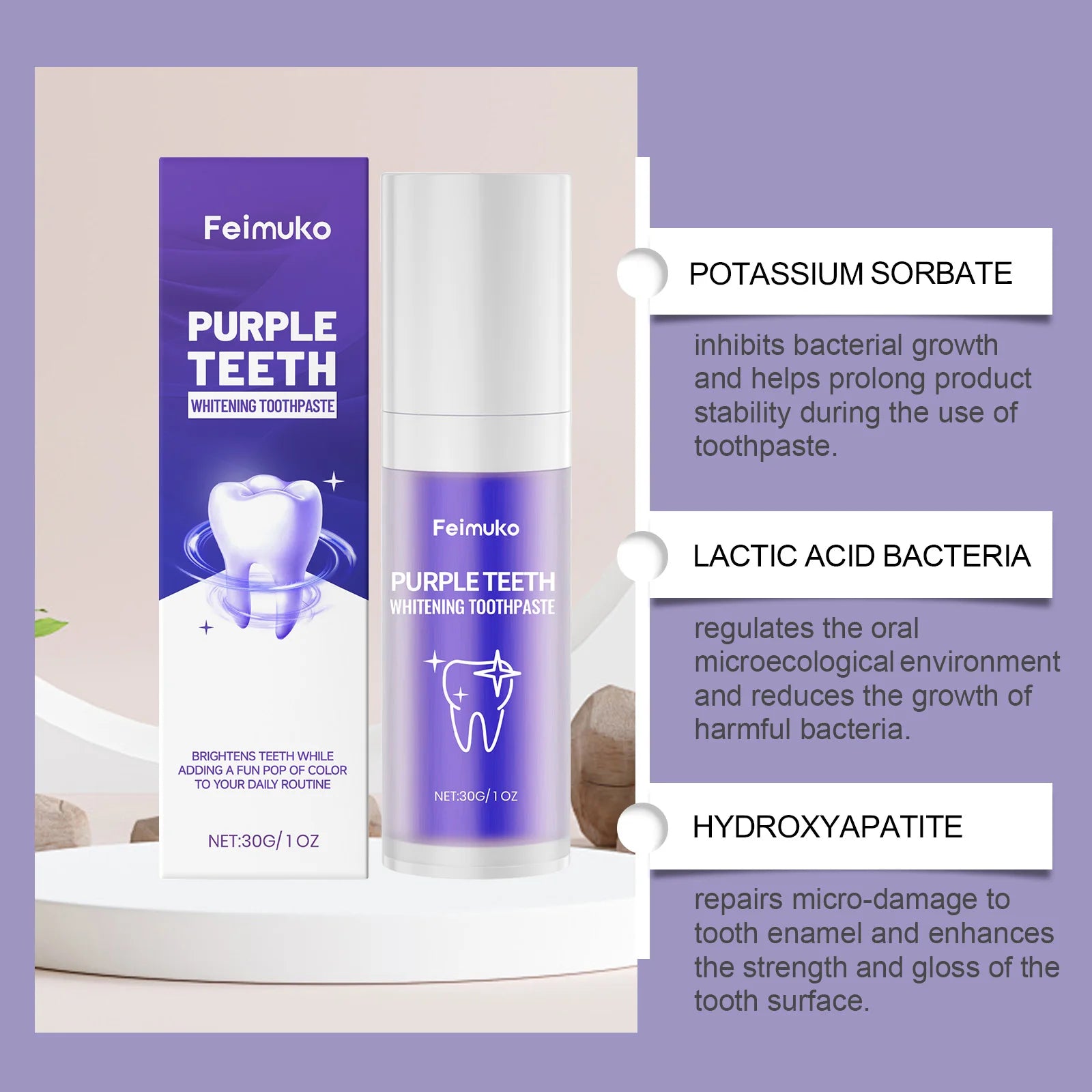 Premium Purple Toothpaste, Long-Lasting Fresh Breath, Gentle Gum & Enamel Care, Daily Deep Oral Cleansing & Mild Maintenance Oasis Select