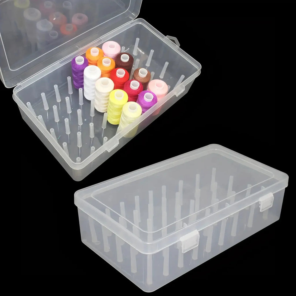Clear Plastic Sewing Thread Storage Box With 42 Slots Craft Spool Holder For Embroidery Quilting Supplies Fridge Container Oasis Select
