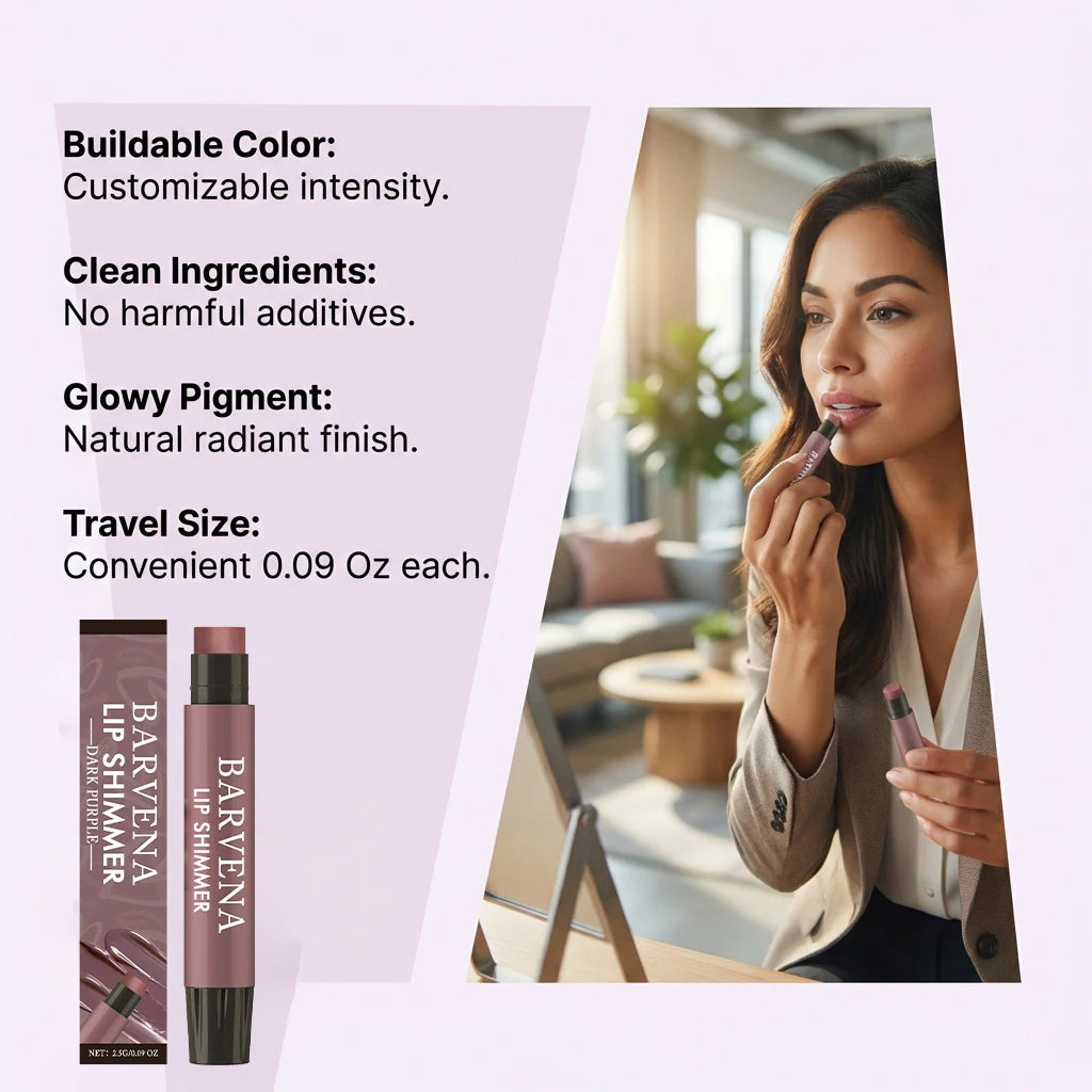 Lip Shimmer Dark Purple Tinted Lip Balm Stick Long Lasting Hydration with Natural Glowy Finish Moisturizing & Nourishing Makeup Oasis Select