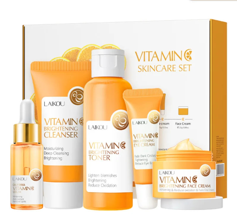 5 Pieces Vitamin C Skincare Set Moisturizing Face Serum Brighten Cream Antiage Eye Cream Toner Facial Care Set for Dropshipping Oasis Select Default Title