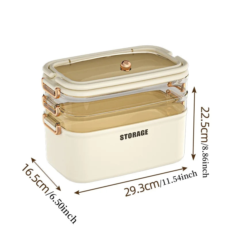 Saim First Aid Organizer Box Medical Box Transparent 3-Tier Fold Tray with Removable Pill Case Portable Lockable First Aid Conta Oasis Select 3Layer creamS