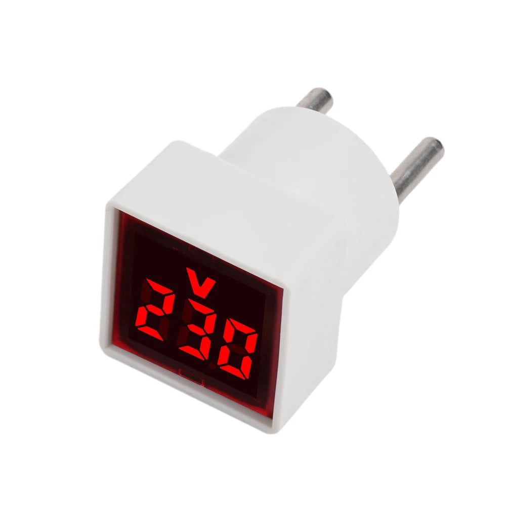 Mini Square Voltmeter AC 50V-500V Digital Voltage Tester Monitor LED Display Voltmeter Indicator Light Electrical Instruments Oasis Select Red light