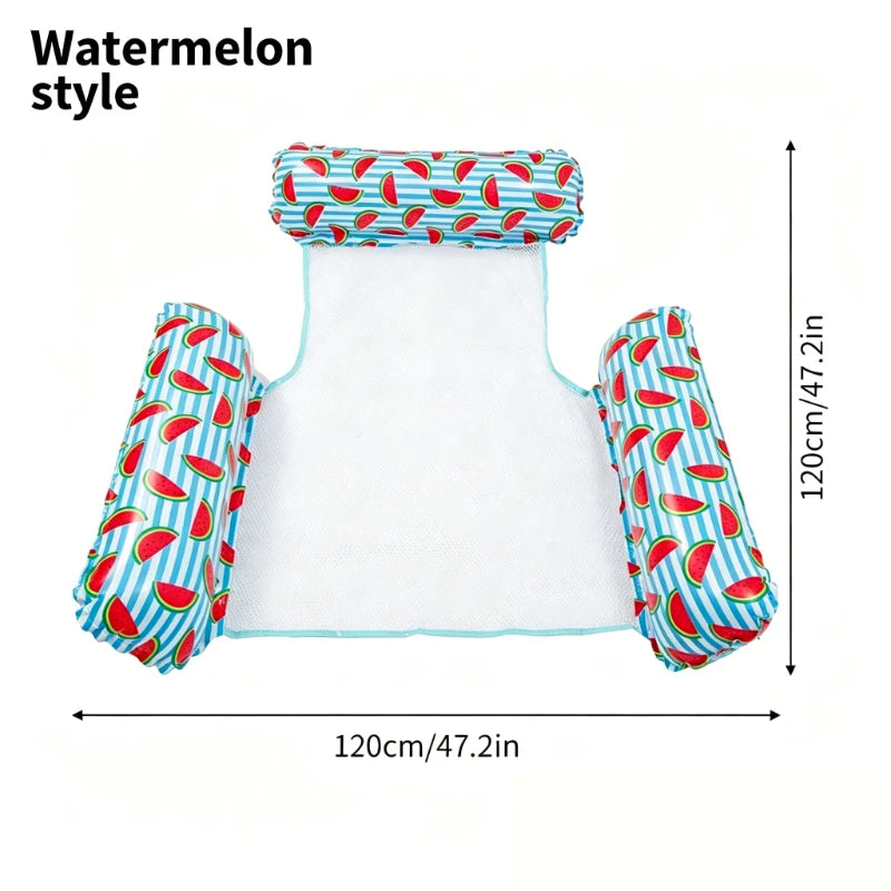 1pc Adult Inflatable Floating Lounge Chair,Foldable & Portable, Water Leisure Pool Float for Summer Fun Floating Island, Pool Oasis Select Watermelon style