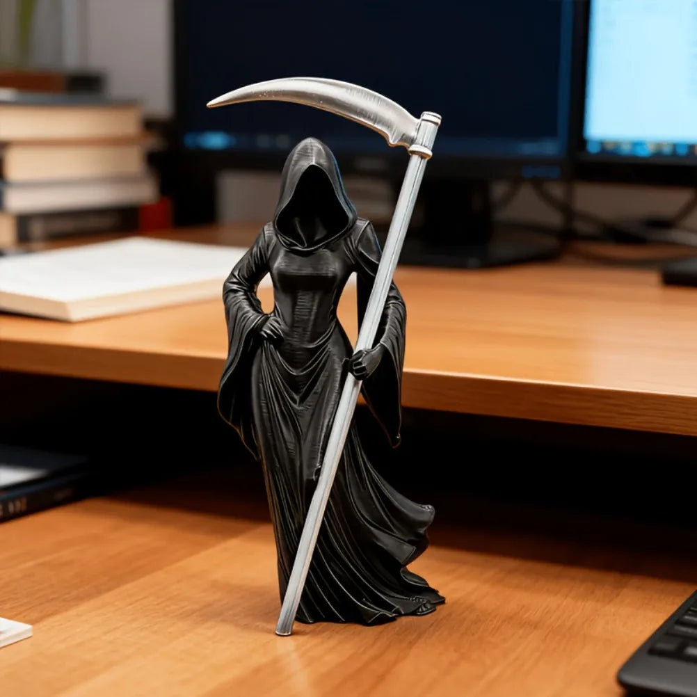 Hooded Faceless Death Goddess Figurine Reaper Statue Eerie Gothic Tabletop Decor Room Decoration Unique Novelty Gift Oasis Select