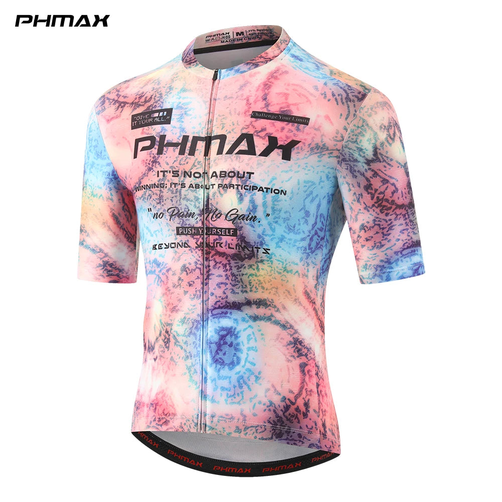 PHMAX Men's Bicycle Jerseys Short Sleeve Breathable Road Maillot Bicicleta Summer Quick Dry Pro Cycling Apparel With 3 Pockets Oasis Select 43901 XXL