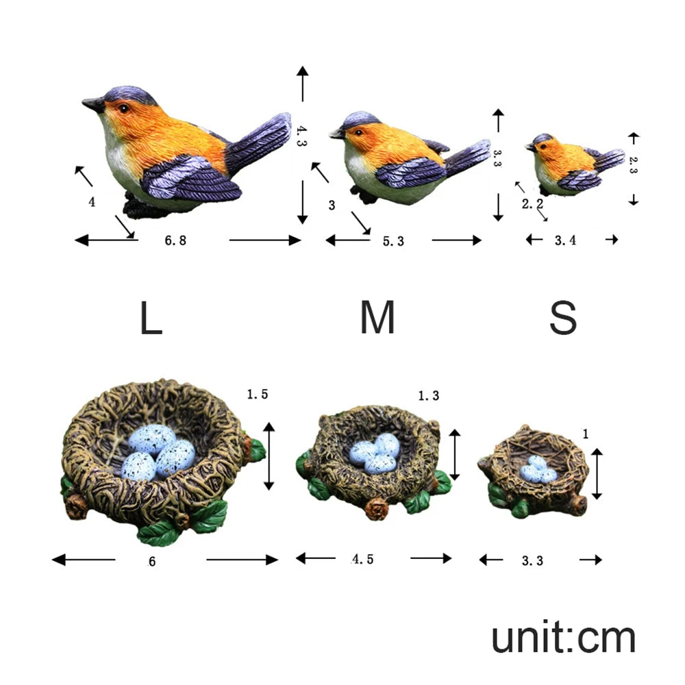 Crafts Dollhouse Little Birds Animal Model Succulent Plant Home Decor Fairy Garden Decor Micro Landscape Miniature Figurines Oasis Select