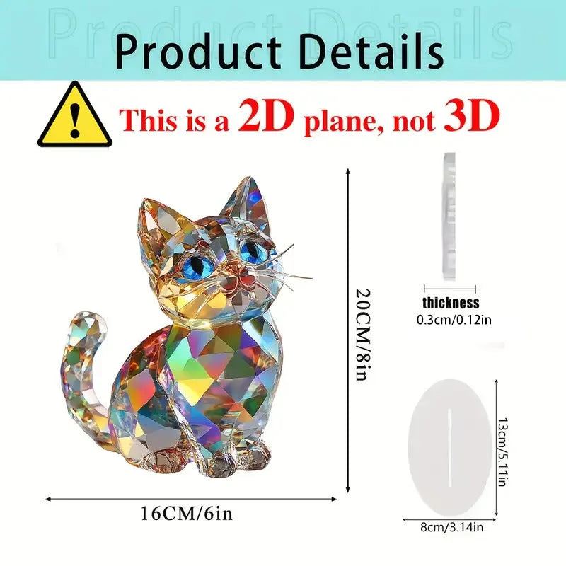 2D Colorful Animal Acrylic Ornaments Colorful Cat Figurine Decoration Kitten Standing Miniature Desktop Decoration For Home Oasis Select B09