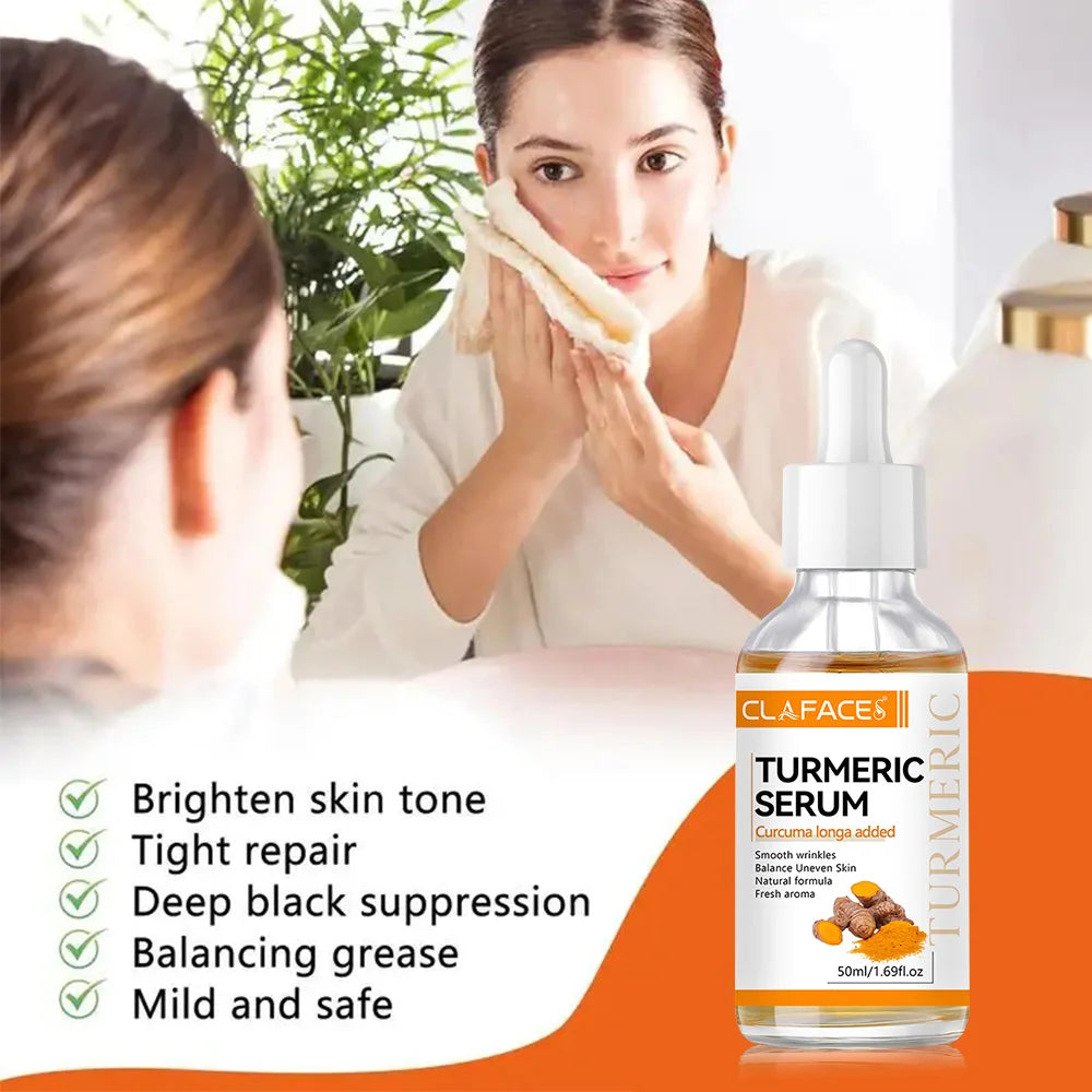 Moisturizing Face Serum Turmeric Essential Oil Lift Brighten Firming Skin Smooth Anti-aging Lighten Spots Face Care Essence Oasis Select