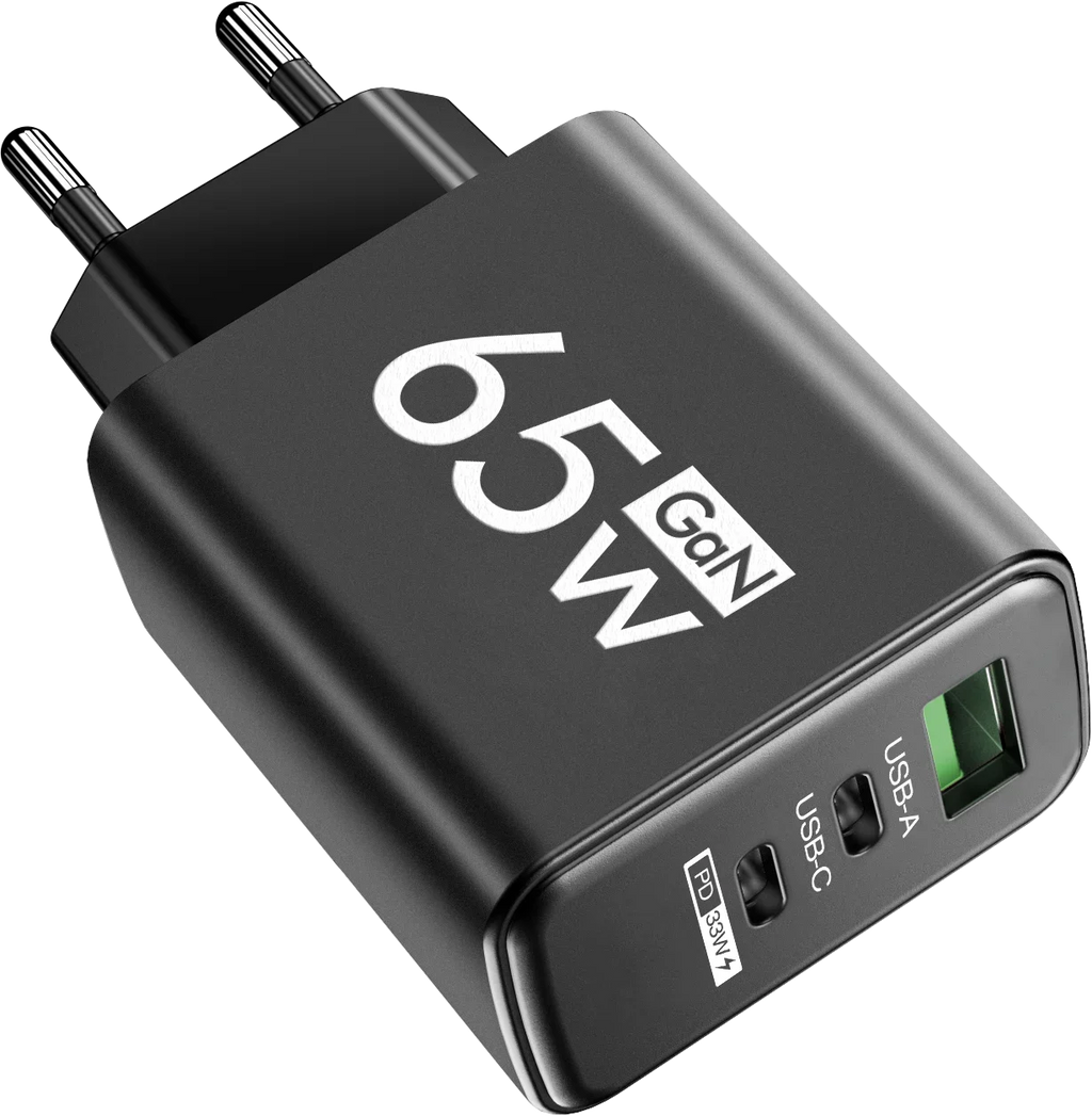 Fast Charging 65W USB-C Charger Charger PD Quick Charge 3.0 Wall For Phone Adapter For iPhone 15 Xiaomi POCO Samsung Oneplus Oasis Select EU Black