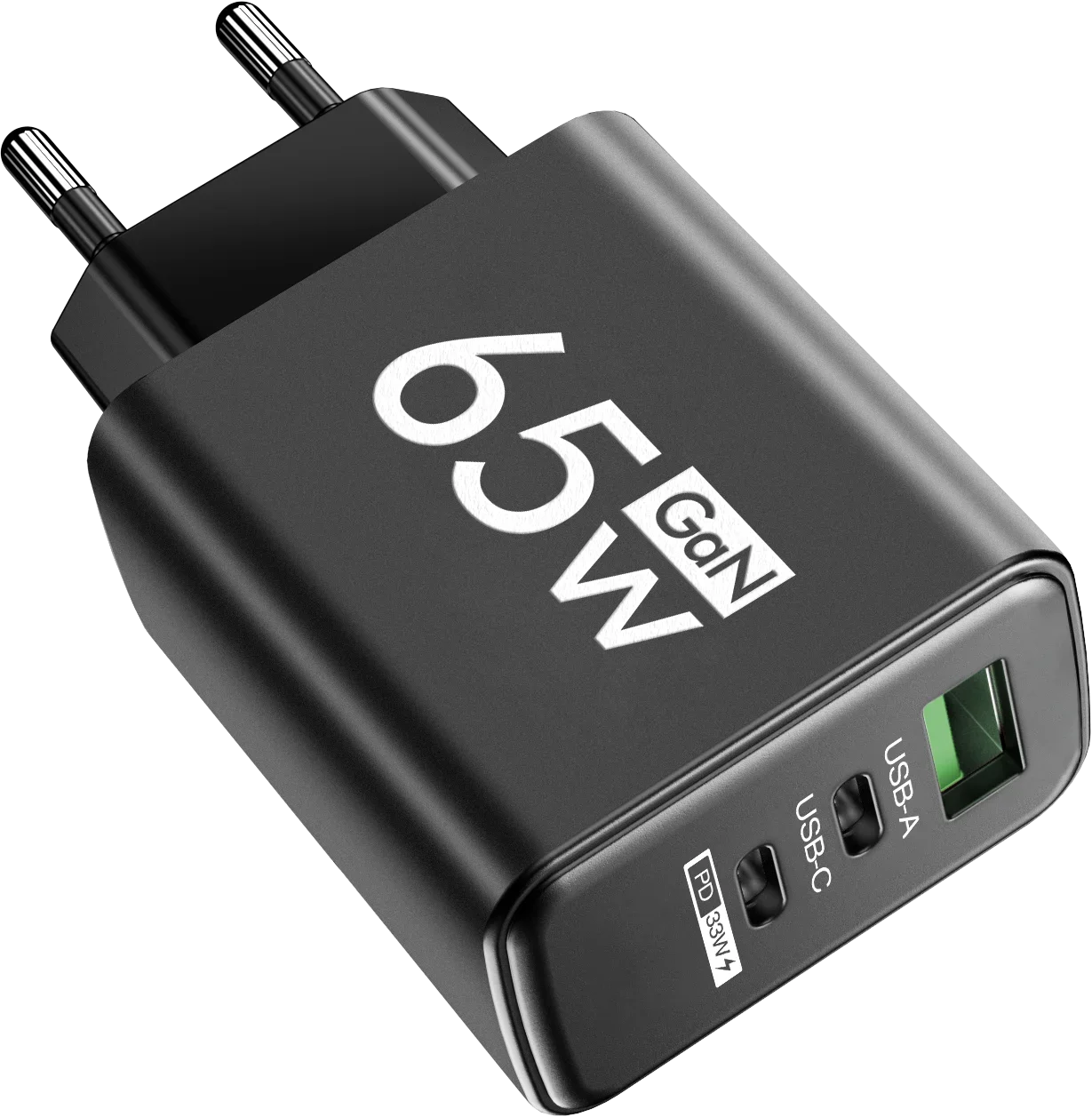 Fast Charging 65W USB-C Charger Charger PD Quick Charge 3.0 Wall For Phone Adapter For iPhone 15 Xiaomi POCO Samsung Oneplus Oasis Select EU Black