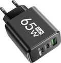 65W USB-C Fast Charging Charger PD Quick Charge 3.0 Wall Adapter for iPhone 15 Xiaomi POCO Samsung Oneplus - Phone Charging Oasis Select Black